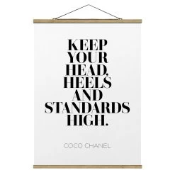 Stoffbild Mit Posterleisten - Keep Your Head High In Weiß