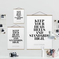 Stoffbild Mit Posterleisten - Keep Your Head High In Weiß -Dekostuck Store wallart stoffbild mit posterleisten keep your head high in weiss 6