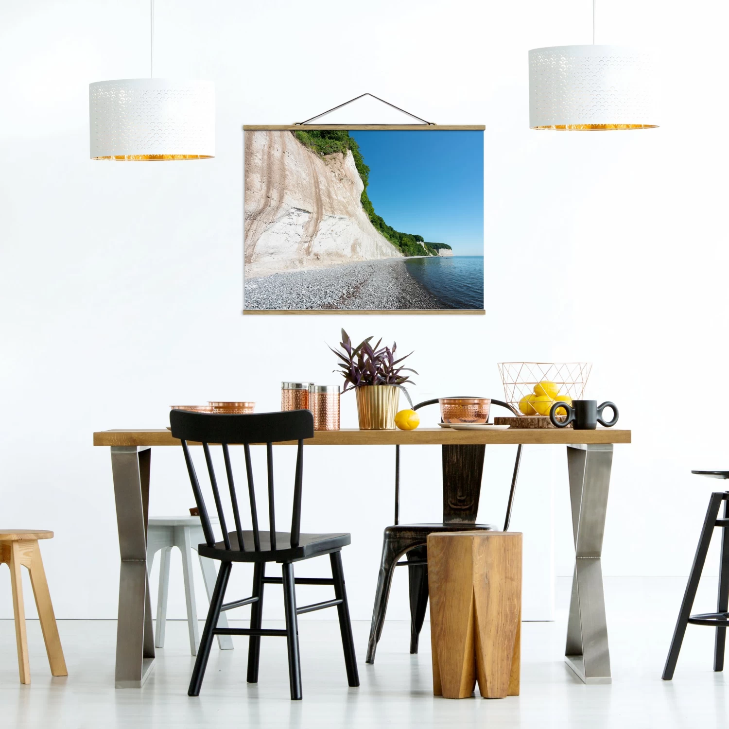 Stoffbild Mit Posterleisten - Kreidefelsen Auf Rügen In Weiß 6 Stoffbild Mit Posterleisten - Kreidefelsen Auf Rügen In Weiß – Bild 4