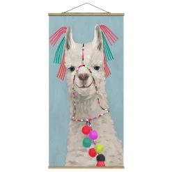Stoffbild Mit Posterleisten - Lama Mit Schmuck II In Blau -Dekostuck Store wallart stoffbild mit posterleisten lama mit schmuck ii in blau 4