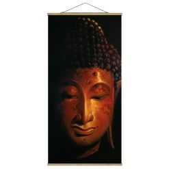 Stoffbild Mit Posterleisten - Madras Buddha In Braun -Dekostuck Store wallart stoffbild mit posterleisten madras buddha in braun 4