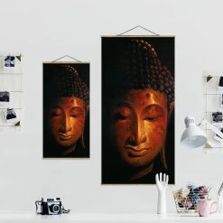 Stoffbild Mit Posterleisten - Madras Buddha In Braun -Dekostuck Store wallart stoffbild mit posterleisten madras buddha in braun 6
