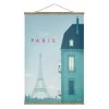 Stoffbild Mit Posterleisten - Reiseposter - Paris In Blau -Dekostuck Store wallart stoffbild mit posterleisten reiseposter paris in blau