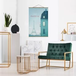 Stoffbild Mit Posterleisten - Reiseposter - Paris In Blau -Dekostuck Store wallart stoffbild mit posterleisten reiseposter paris in blau 2