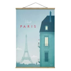 Stoffbild Mit Posterleisten - Reiseposter - Paris In Blau
