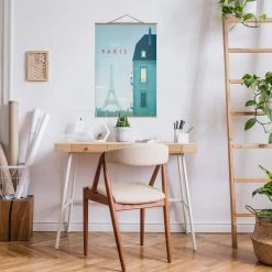 Stoffbild Mit Posterleisten - Reiseposter - Paris In Blau -Dekostuck Store wallart stoffbild mit posterleisten reiseposter paris in blau 3