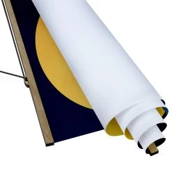 Stoffbild Mit Posterleisten - Sonne, Mond Und Berge In Gelb -Dekostuck Store wallart stoffbild mit posterleisten sonne mond und berge in gelb 4