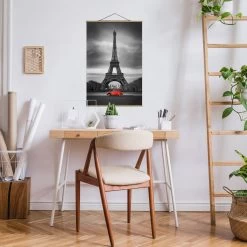 Stoffbild Mit Posterleisten - Spot On Paris In Schwarz-Weiß -Dekostuck Store wallart stoffbild mit posterleisten spot on paris in schwarz weiss 2