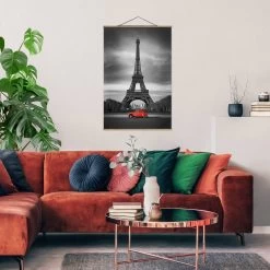 Stoffbild Mit Posterleisten - Spot On Paris In Schwarz-Weiß -Dekostuck Store wallart stoffbild mit posterleisten spot on paris in schwarz weiss 3