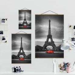 Stoffbild Mit Posterleisten - Spot On Paris In Schwarz-Weiß -Dekostuck Store wallart stoffbild mit posterleisten spot on paris in schwarz weiss 6