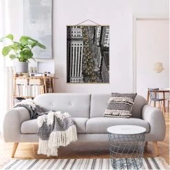 Stoffbild Mit Posterleisten - Taxiverkehr In Manhattan In Schwarz-Weiß -Dekostuck Store wallart stoffbild mit posterleisten taxiverkehr in manhattan in schwarz weiss 3