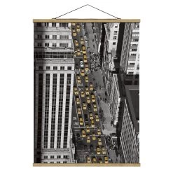 Stoffbild Mit Posterleisten - Taxiverkehr In Manhattan In Schwarz-Weiß -Dekostuck Store wallart stoffbild mit posterleisten taxiverkehr in manhattan in schwarz weiss 4