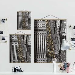 Stoffbild Mit Posterleisten - Taxiverkehr In Manhattan In Schwarz-Weiß -Dekostuck Store wallart stoffbild mit posterleisten taxiverkehr in manhattan in schwarz weiss 6