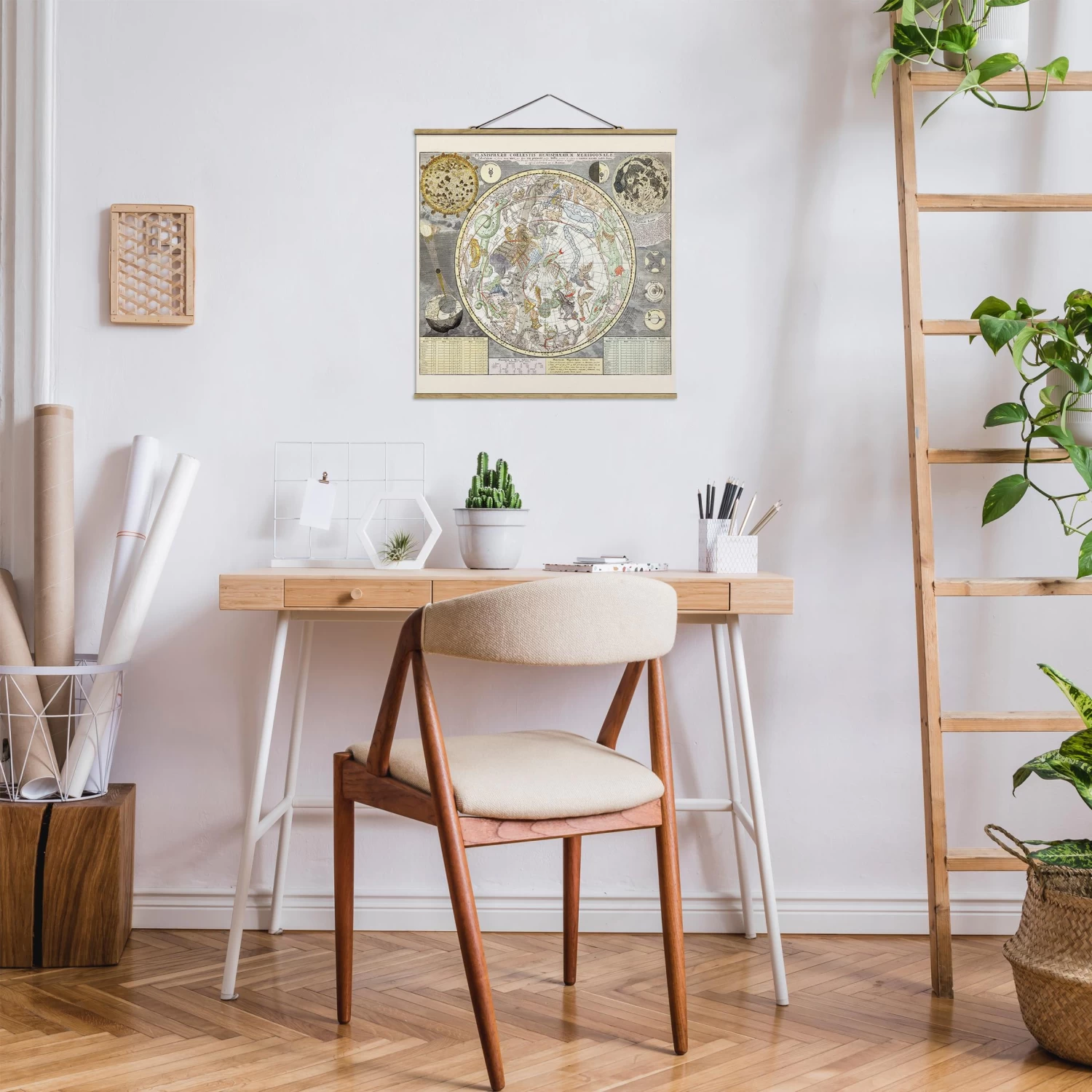 Stoffbild Mit Posterleisten - Vintage Antike Sternenkarte In Pastell 6 Stoffbild Mit Posterleisten - Vintage Antike Sternenkarte In Pastell – Bild 4