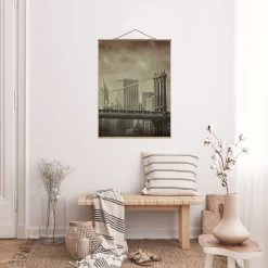 Stoffbild Mit Posterleisten - Vintage New York In Braun -Dekostuck Store wallart stoffbild mit posterleisten vintage new york in braun 2