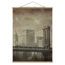 Stoffbild Mit Posterleisten - Vintage New York In Braun -Dekostuck Store wallart stoffbild mit posterleisten vintage new york in braun 4