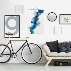 Stoffbild Mit Posterleisten - Weg Des Windes Blau Und Gold In Blau -Dekostuck Store wallart stoffbild mit posterleisten weg des windes blau und gold in blau 2