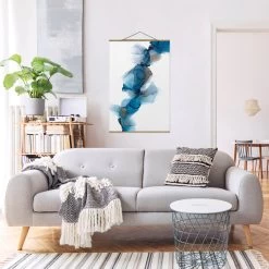 Stoffbild Mit Posterleisten - Weg Des Windes Blau Und Gold In Blau -Dekostuck Store wallart stoffbild mit posterleisten weg des windes blau und gold in blau 3