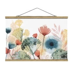 Stoffbild Mit Posterleisten - Wildblumen Im Sommer I In Weiß -Dekostuck Store wallart stoffbild mit posterleisten wildblumen im sommer i in weiss 4
