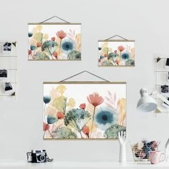 Stoffbild Mit Posterleisten - Wildblumen Im Sommer I In Weiß -Dekostuck Store wallart stoffbild mit posterleisten wildblumen im sommer i in weiss 6