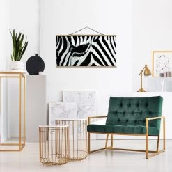 Stoffbild Mit Posterleisten - Zebra Crossing In Schwarz-Weiß -Dekostuck Store wallart stoffbild mit posterleisten zebra crossing in schwarz weiss 2