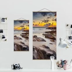 Stoffbild - Strand Sonnenaufgang In Thailand In Blau -Dekostuck Store wallart stoffbild strand sonnenaufgang in thailand in blau 6
