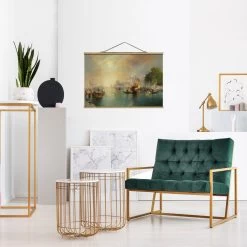 Stoffbild - Thomas Moran - Arabian Nights Fantasy In Petrol -Dekostuck Store wallart stoffbild thomas moran arabian nights fantasy in petrol 3