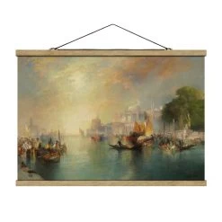 Stoffbild - Thomas Moran - Arabian Nights Fantasy In Petrol -Dekostuck Store wallart stoffbild thomas moran arabian nights fantasy in petrol 4