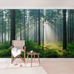 Vliestapete Premium - Enlightened Forest In Grün -Dekostuck Store wallart vliestapete premium enlightened forest in grun 3