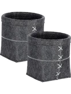Wenko Aufbewahrungskorb Mara Filz M Anthrazit 2er Set In Grau